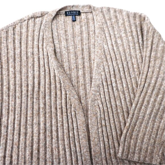 Eloquii Long Ribbed Sweater Duster Cardigan Knit Camel Beige Below Knee 14 16 - Picture 5 of 7